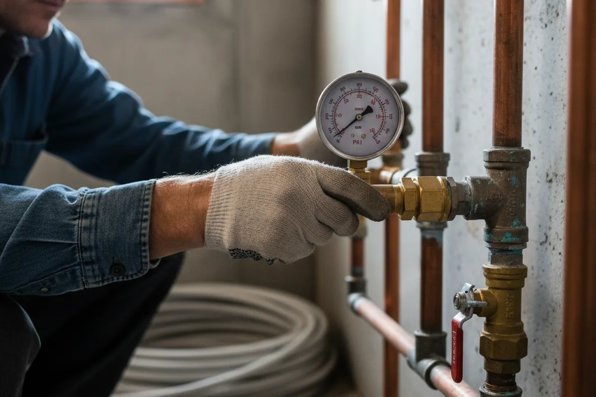 Pressure testing a repaired line during Water Line Repair in Belspring